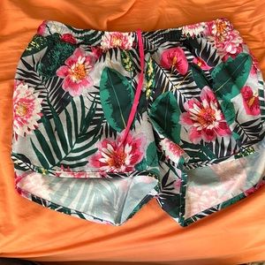 Hawaiian flower athletic shorts